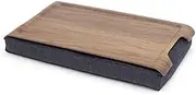 bosign Mini Multi-Purpose Laptray, Anti-Slip, Walnut Wood, Salt and Pepper Gray Cushion