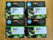 4 HP Ink Cartidges 902 XL - Yellow, Magenta, Cyan x2 - PACK OF 4 CARTRIDGES