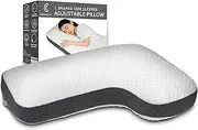 L Shaped Pillow Side Sleeper Pillow for Neck and Shoulder Pain Relief – Adjustable Shredded Memory Foam - Cervical Shoulder Pillow for Back Sleepers - Boomerang Pillows Orthopedic Contour for Sleeping
