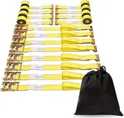 Heavy Duty Ratchet Tie Down Straps, 8-Pack, 4400 lb Break Strength, 2" x 4.5m, E-Track Compatible with Storage Bag