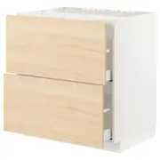 METOD / MAXIMERA base cab f hob/2 fronts/2 drawers, white/Askersund light ash effect, 80x60x80 cm