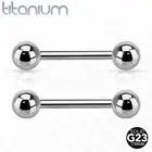 Pair 14g Grade 23 Solid Titanium Barbell Tongue Nipple Ring Piercing Nipplerings