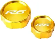 Front Brake Clutch Fluid Reservoir Cover Cap Compatible with YZFR6 YZF-R6 YZF R6 2010-2023 2022 2021 2020 2019 Motorcycle Accessories(Gold 1)