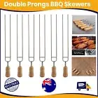 6X Skewers Kebab Stainless Steel BBQ Skewer Pork Beef Flat Needle Barbecue Grill