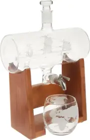 Whiskey Decanter & Glasses Set with Stopper & Base, 1100 Ml Capacity