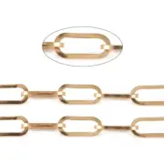 10M Golden Stainless Steel Paperclip Chain Drawn Elongated Cable Chains 12x6mm