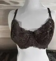 Love, Vera Bra 38DD Floral Lace Unlined Balconette Bra DARK COCOA NWT NORDSTROMS