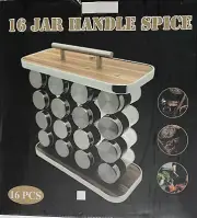 Spice Rack Organizer with Handle & 16 Jars for Kitchen Cabinet Seasoning Storage
