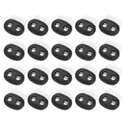 40Pcs 5mm Plastic Cord Locks Double Hole Spring Toggle Stopper, White/Orange