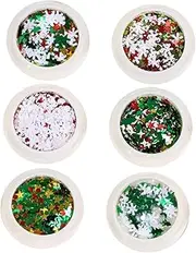 BIUDECO Manicure Set 6 Bottles of Sequins Stickers Christmas Nail Decals for Holiday Nail Designs