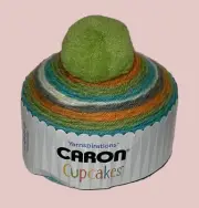 Caron Cupcakes TANGERINE DREAM Crochet Beanie Kit Pompom 3 oz