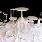 White Medium European Metal Cake Stand Milk Tea Shop Dessert Snack High-Foot