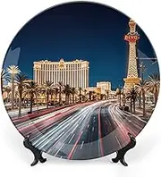 Las Vegas Decorative Ceramic Plates for Display, Boho Dinner Plate with Display Stand, Porcelain Plate for Home Decor, 7 Inch