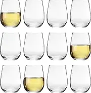 LAV Gaia Stemless White Wine Glasses Set - 360ml - Pack of 12 Modern Glass Goblets Tumblers