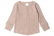 Woolbabe: Long Sleeve Henley Top - Dune Marl (2 years)