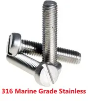 Qty 10 Cheese Head Slot M5 (5mm) x 10mm Stainless A4-70 G316 Machine Screw Bolts