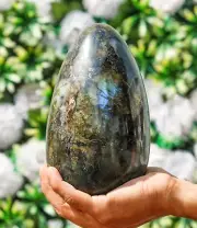 Huge 195MM Natural Flashy Green Labradorite Stone Chakra Metaphysical Egg