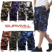 MENS NEW CARGO ARMY CAMO SHORTS 8 POCKET CASUAL SUMMER PANTS SIZES 30 TO 41