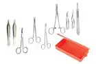 Dermal Surgical Instruments Set Scalpels Forceps Needle Holder Scissors Pack