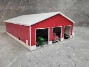 1/64 Custom scratch built 60x80 building White & Red 3 Door With Floor