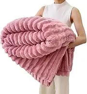 Plush Nap Blanket,Fluffy Fuzzy Warm Throw Blanket, Double Sided Solid Color Cute Furry Bubble Blanket,Thickened Comfortable Sofa Throw Blanket (Pink,27.5 * 39.3in)