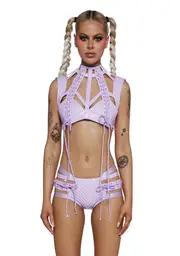 [Club Exx] Rude Awakening Harness Bra Top - Purple