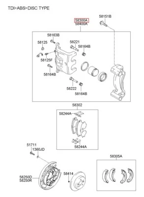 Genuine/OEM 583001C800 DISC BRAKE ASSY-RR LH for Hyundai Click (Getz) 06 -sk