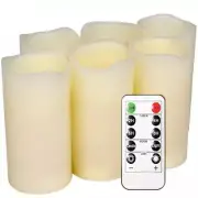 6x LED Flameless Candles Wax Pillar Battery Operated Candle Remote Control Timer