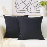 18x18 Pillows Covers Lined Linen Winter Throw 18" x 18" (Pack of 2) Black
