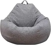 Bean Bag Chair Sofa Cover(No Filler), Stuffable Zipper Lazy Lounger Beanbag Cover, Cotton Linen Memory Foam Beanbag Replacement Cover for Adults and Kids Without Filling,100X120CM Grey