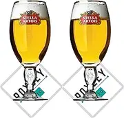 Roxley | Stella Artois Nucleated Gold Rimmed Pint Glasses X2 |m| Lager Beer Glass 56Cl Size Glass Man Cave | Made in UK