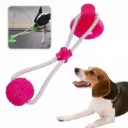 Suction Cup Self-Playing Tug Of War Dog Chew Toy w/Teeth Cleaning Rubber Ball