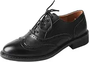 [TMA EYES] Platform Oxfords for Women,Pointed-toe Low Heel Lace-Up Chunky Classic Oxford