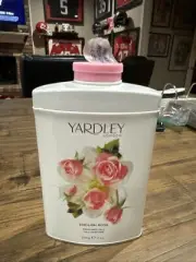 YARDLEY LOTION ENGLISH ROSE PERFUMED TALC 7 oz. METAL BOTTLE