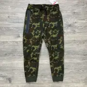 Nike Tech Fleece Camo Joggers Sz Large Kids Green Black Slim Fit $100