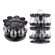 Revolving Spice Rack Table Top Coffee Herbs Pepper Seasoning Condiment Jars Lid