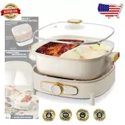5.5L Dual Flavor Electric Shabu Shabu Pot with Non-Stick Coating & Touch Control