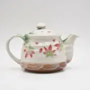 Japanese Traditional Handcrafted Shizen Cream White Floral Teapot