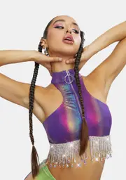 [Club Exx] Radiance Rhinestone Fringe Top