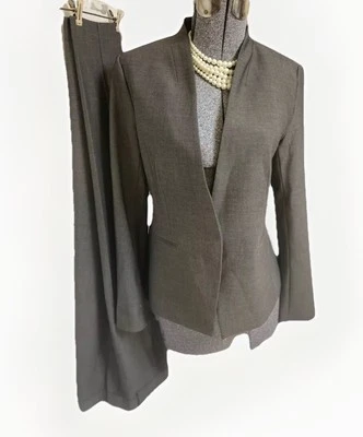 NEW Ann Taylor Pant Suit Size 4 Jacket 6 Pant Two Piece Set French Placket