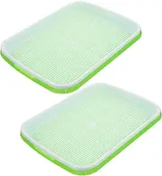 GAROZATION 2pcs Sprouting Tray for Wheatgrass Vegetable Seedlings Double Layer Nursery Trays with Water Collecting Base for Gardening Random Color