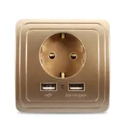 Excellway 1.5A Dual Usb Ports Wall Charger Power Adapter with Two-Pronged Outlet Socket Plug Mount Suitable for Mobile P
