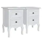 Vidaxl Nightstands 2 Pcs With Drawers Mdf White mdf,nickel Bedside Tables