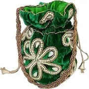 [Purpledip] Chenille Potli Bag (Clutch, Drawstring Purse)