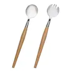 2 Pcs Banquet Spoons Catering Spoons Modern Silverware Serving Fork Rice Spoon