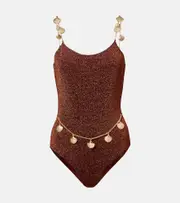 [Oseree] Oséree Lumière Shells embellished swimsuit AU 10 brown