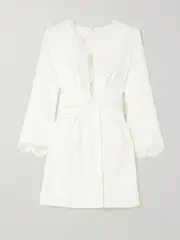 [RIME ARODAKY] RIME ARODAKY - Twist-front Lace-trimmed Crepe Mini Dress - White - FR 38 FR 38 White