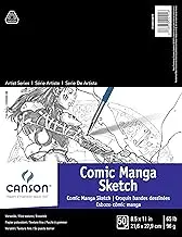 Canson Artist Series Comic and Manga Sketchbook, Foldover Pad, 8.5x11 inches, 50 Sheets (65lb/96g) - Artist Paper for Adults and Students - Graphite, Charcoal, Pencil, Colored Pencil