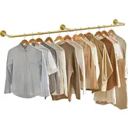 Gold Wall Mounted Clothes Rack Strong Metal Garment Hanging Storage Rail
