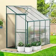 ALFORDSON Greenhouse Garden Transparent Shed with Sliding Door, Walk-in Tunnel Green House with Adjustable Roof Vent, Aluminium Steel Frame Grow Tent for Gardening Plant Flowers, 252x127x218mm